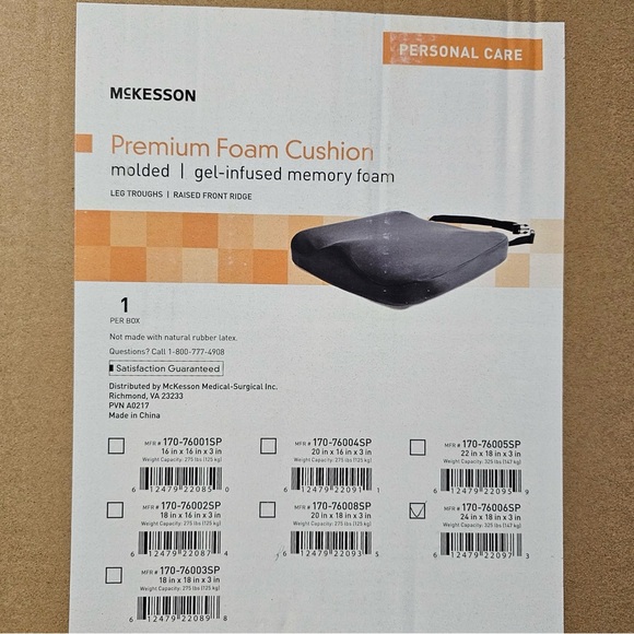 McKesson Premium Foam Cushion molded gel-infused memory foam, NEW - Picture 2 of 6